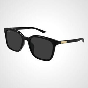 New GUCCI Sunglasses Black Square Acetate Gold Plaque Letter Logo 55-19-145 Mens